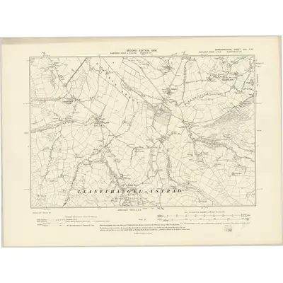 1904 Map of Cardiganshire XXV.SE, 1906 Print