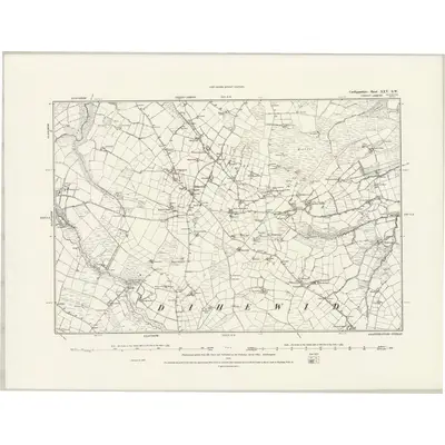1887 Map of Cardiganshire XXV.SW, 1889 Print