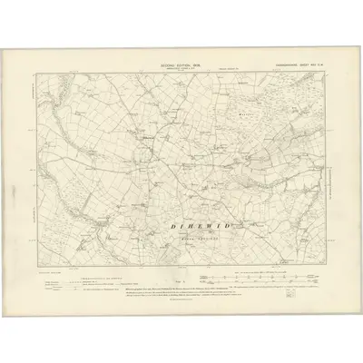 1904 Map of Cardiganshire XXV.SW, 1906 Print