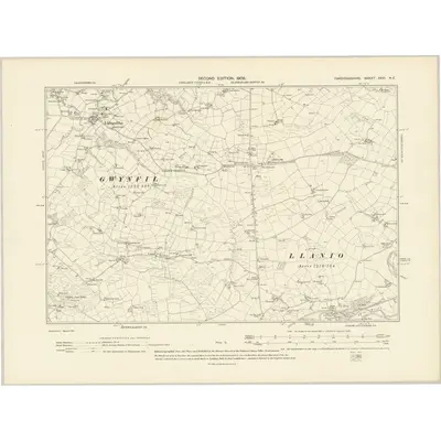1904 Map of Cardiganshire XXVI.NE, 1906 Print