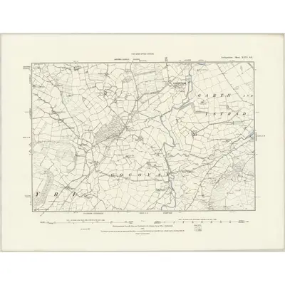 1887 Map of Cardiganshire XXVI.SE, 1889 Print