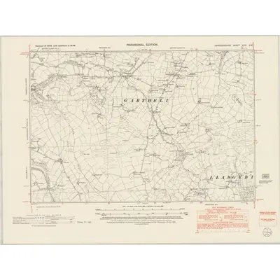 1948 Map of Cardiganshire XXVI.SW, 1953 Print