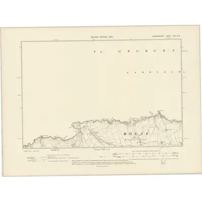 1904 Map of Cardiganshire XXX.NW, 1906 Print