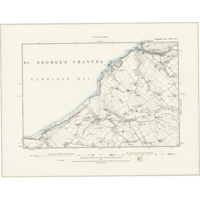 1887 Map of Cardiganshire XXXI.NW, 1889 Print