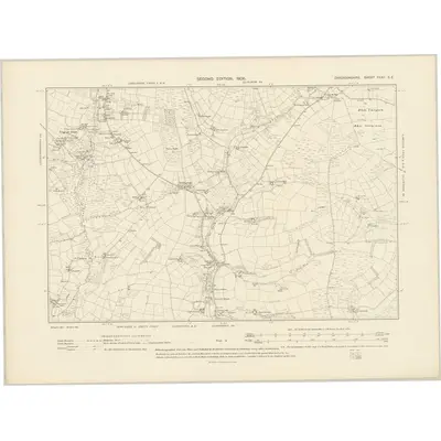 1904 Map of Cardiganshire XXXII.SE, 1906 Print