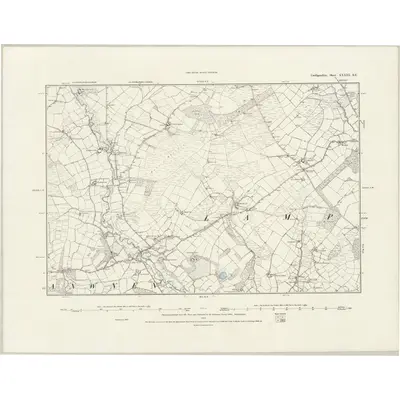 1887 Map of Cardiganshire XXXIII.SE, 1889 Print
