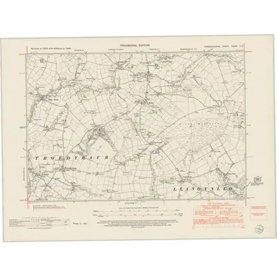 1948 Map of Cardiganshire XXXIX.NE, 1953 Print