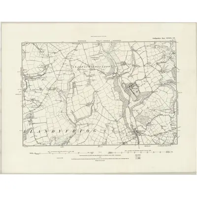 1887 Map of Cardiganshire XXXIX.SE, 1888 Print