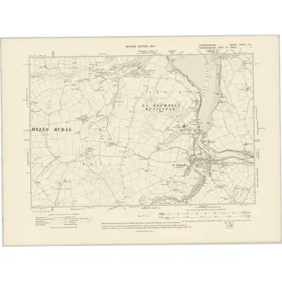 1904 Map of Cardiganshire XXXVII.NE, 1907 Print