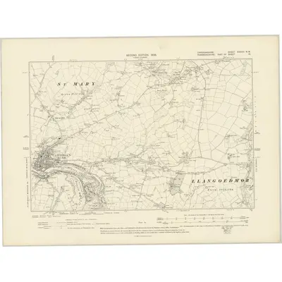 1904 Map of Cardiganshire XXXVIII.NW, 1906 Print