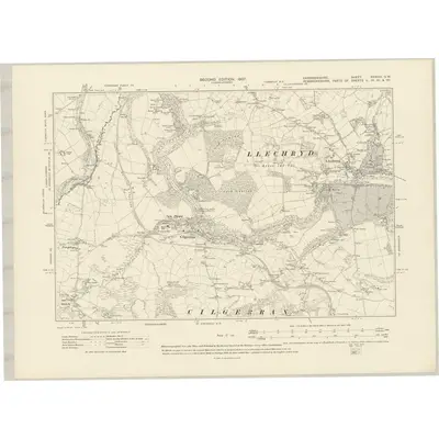 1904 Map of Cardiganshire XXXVIII.SW, 1907 Print