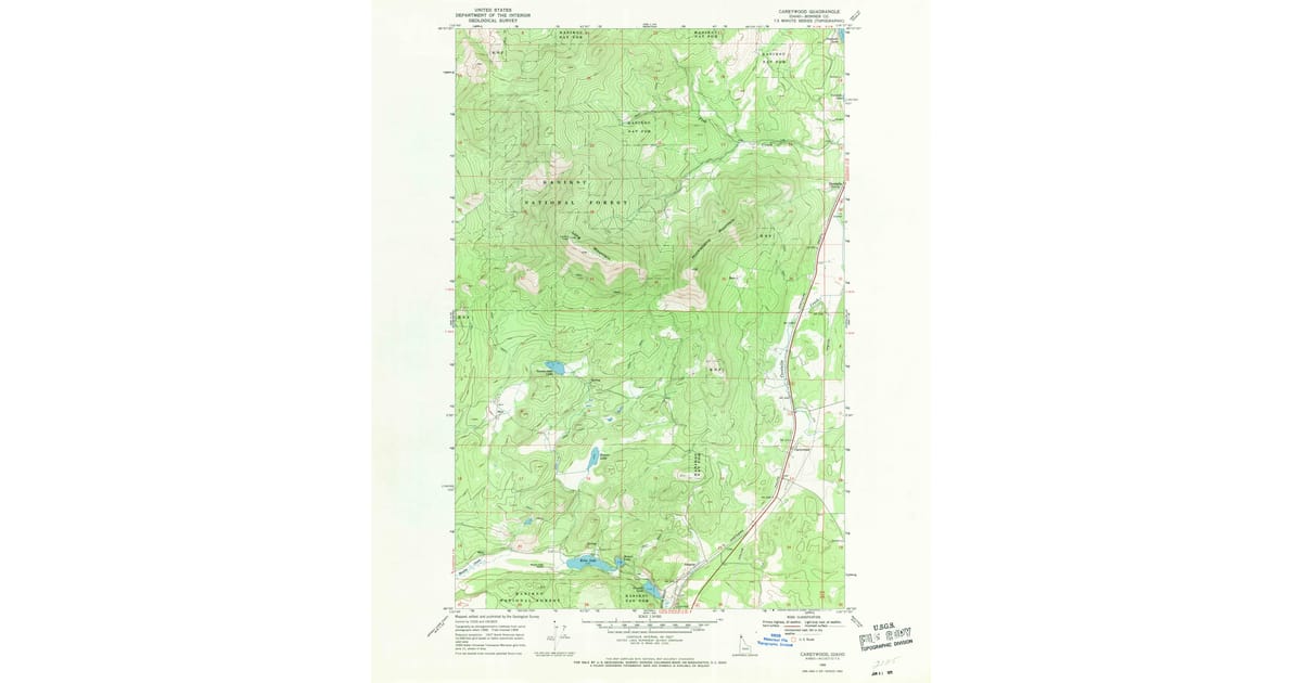 1968 Map of Careywood, Bonner County, ID — High-Res | Pastmaps
