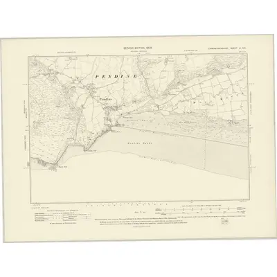 1905 Map of Carmarthenshire LI.NE, 1908 Print