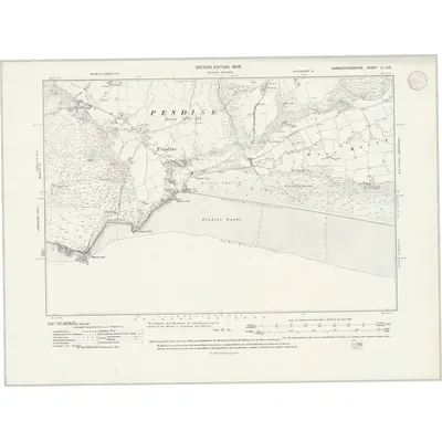 1905 Map of Carmarthenshire LI.NE, 1946 Print