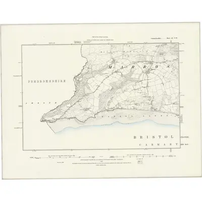 1887 Map of Carmarthenshire LI.NW, 1888 Print