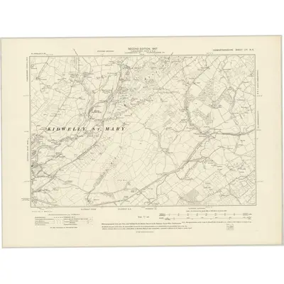 1905 Map of Carmarthenshire LIII.NE, 1907 Print
