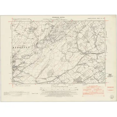 1948 Map of Carmarthenshire LIII.NE, 1953 Print