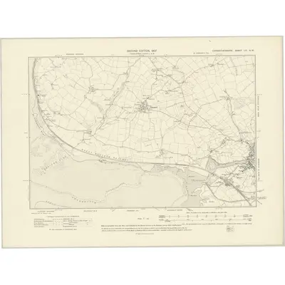 1905 Map of Carmarthenshire LIII.NW, 1907 Print