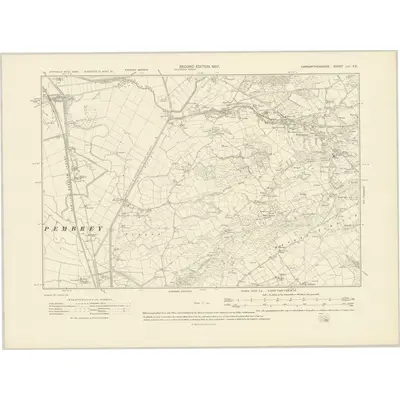 1905 Map of Carmarthenshire LIII.SE, 1907 Print