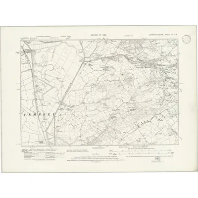 1913 Map of Carmarthenshire LIII.SE, 1946 Print