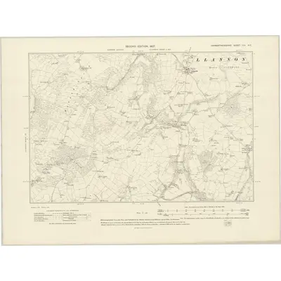1905 Map of Carmarthenshire LIV.NE, 1907 Print