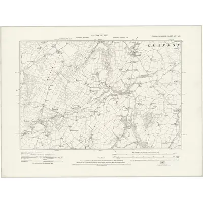 1913 Map of Carmarthenshire LIV.NE, 1922 Print