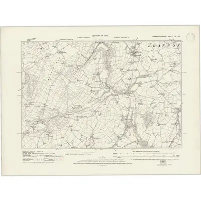 1913 Map of Carmarthenshire LIV.NE, 1946 Print