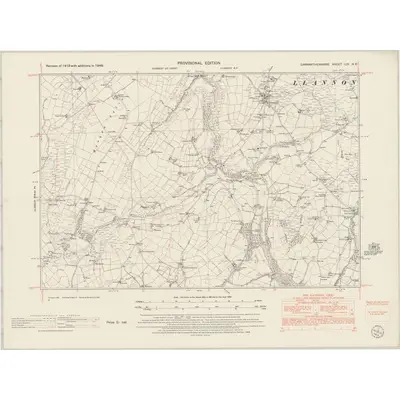 1948 Map of Carmarthenshire LIV.NE, 1953 Print