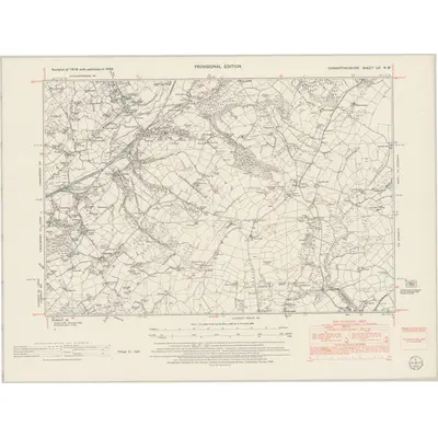1948 Map of Carmarthenshire LIV.NW, 1953 Print