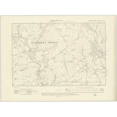 1905 Map of Carmarthenshire LIV.SE, 1907 Print