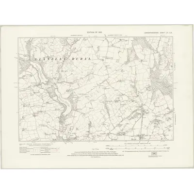 1913 Map of Carmarthenshire LIV.SE, 1922 Print