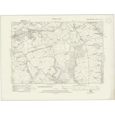 1913 Map of Carmarthenshire LIV.SW, 1946 Print
