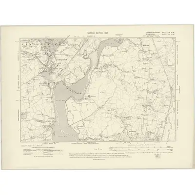 1905 Map of Carmarthenshire LIX.NW, 1908 Print