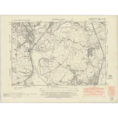1948 Map of Carmarthenshire LIX.NW, 1951 Print