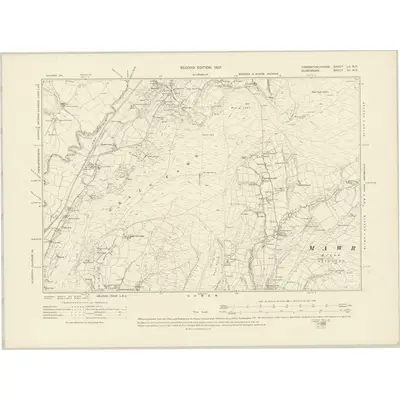 1905 Map of Carmarthenshire LV.NE, 1907 Print