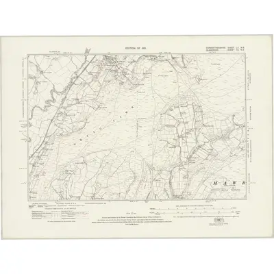 1913 Map of Carmarthenshire LV.NE, 1921 Print