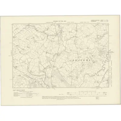 1905 Map of Carmarthenshire LV.NW, 1907 Print