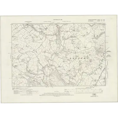 1913 Map of Carmarthenshire LV.NW, 1921 Print