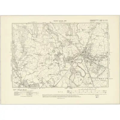 1905 Map of Carmarthenshire LV.SW, 1908 Print