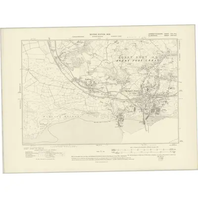 1905 Map of Carmarthenshire LVII.NE, 1908 Print
