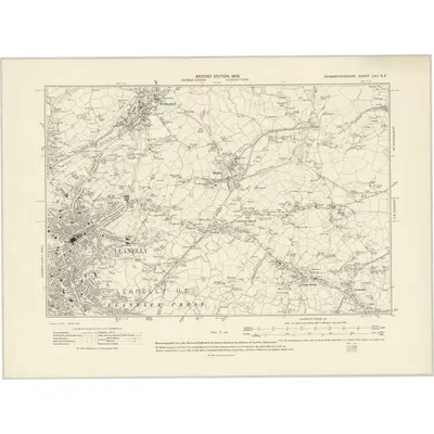 1905 Map of Carmarthenshire LVIII.NE, 1908 Print