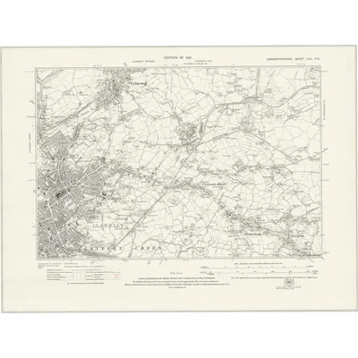 1913 Map of Carmarthenshire LVIII.NE, 1921 Print