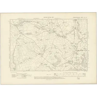 1904 Map of Carmarthenshire VIII.SE, 1907 Print