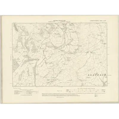 1904 Map of Carmarthenshire X.SW, 1907 Print