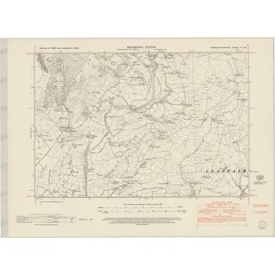 1948 Map of Carmarthenshire X.SW, 1952 Print