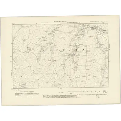 1904 Map of Carmarthenshire XIII.SE, 1907 Print