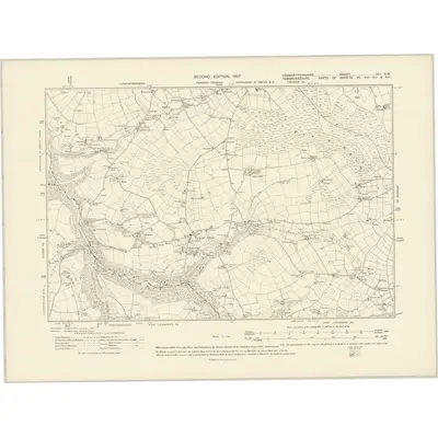 1904 Map of Carmarthenshire XIII.SW, 1907 Print