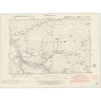 1948 Map of Carmarthenshire XIII.SW, 1953 Print