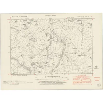 1948 Map of Carmarthenshire XIV.SW, 1953 Print