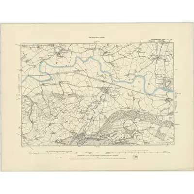 1886 Map of Carmarthenshire XL.NE, 1887 Print